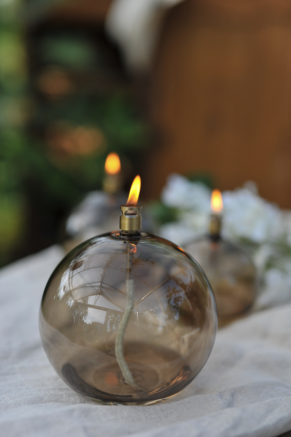 Oil lamp glass - Round - Champagne/Beige - Ø13 cm - 2