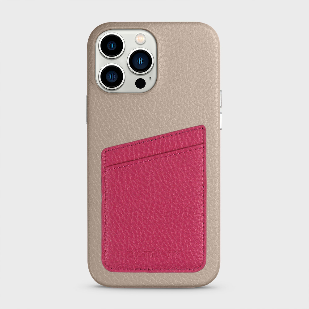 iPhone 13 Pro Max Leather Case with Card Holder - Beige