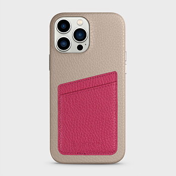 iPhone 13 Pro Max Leather Case with Card Holder - Beige