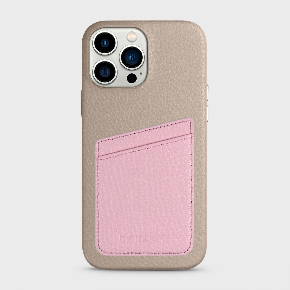 iPhone 13 Pro Max Leather Case with Card Holder - Beige - 6