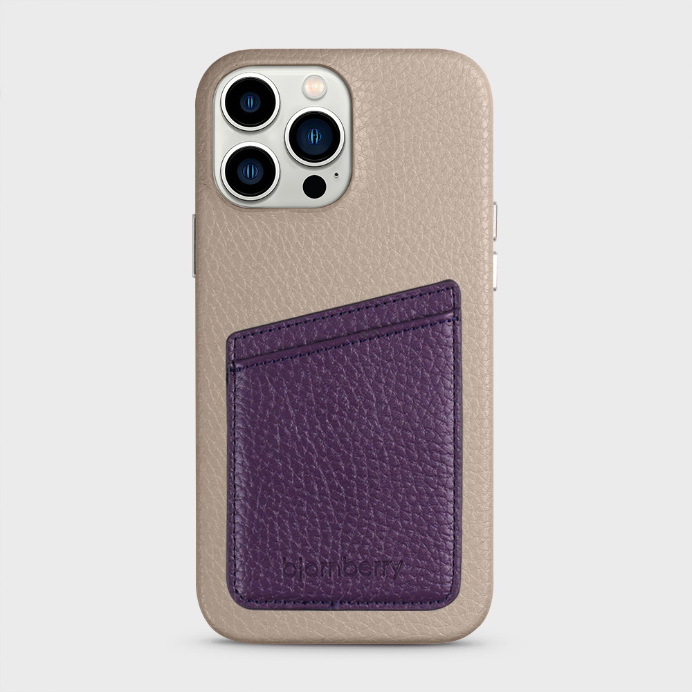 iPhone 13 Pro Max Leather Case with Card Holder - Beige - 3