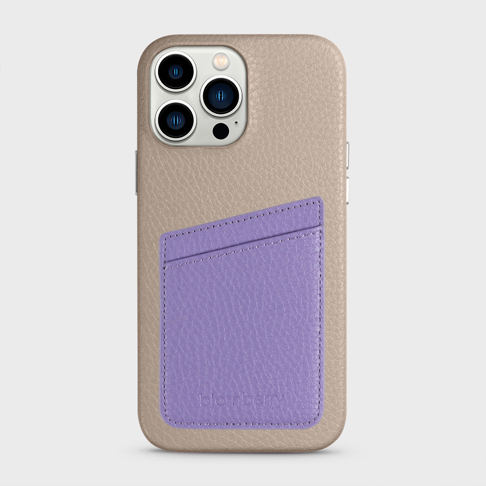 iPhone 13 Pro Max Leather Case with Card Holder - Beige - 2