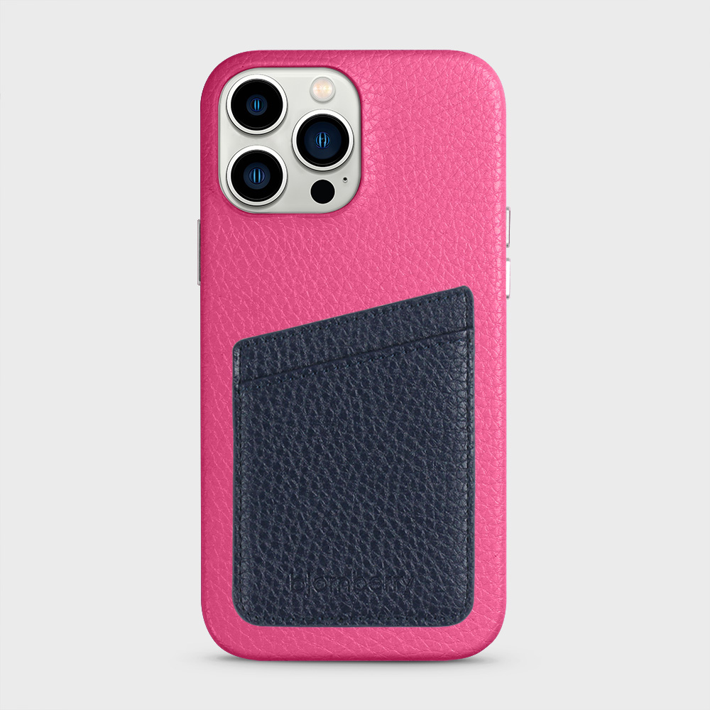 iPhone 13 Pro Max Leather Case with Card Holder - Magenta - 6