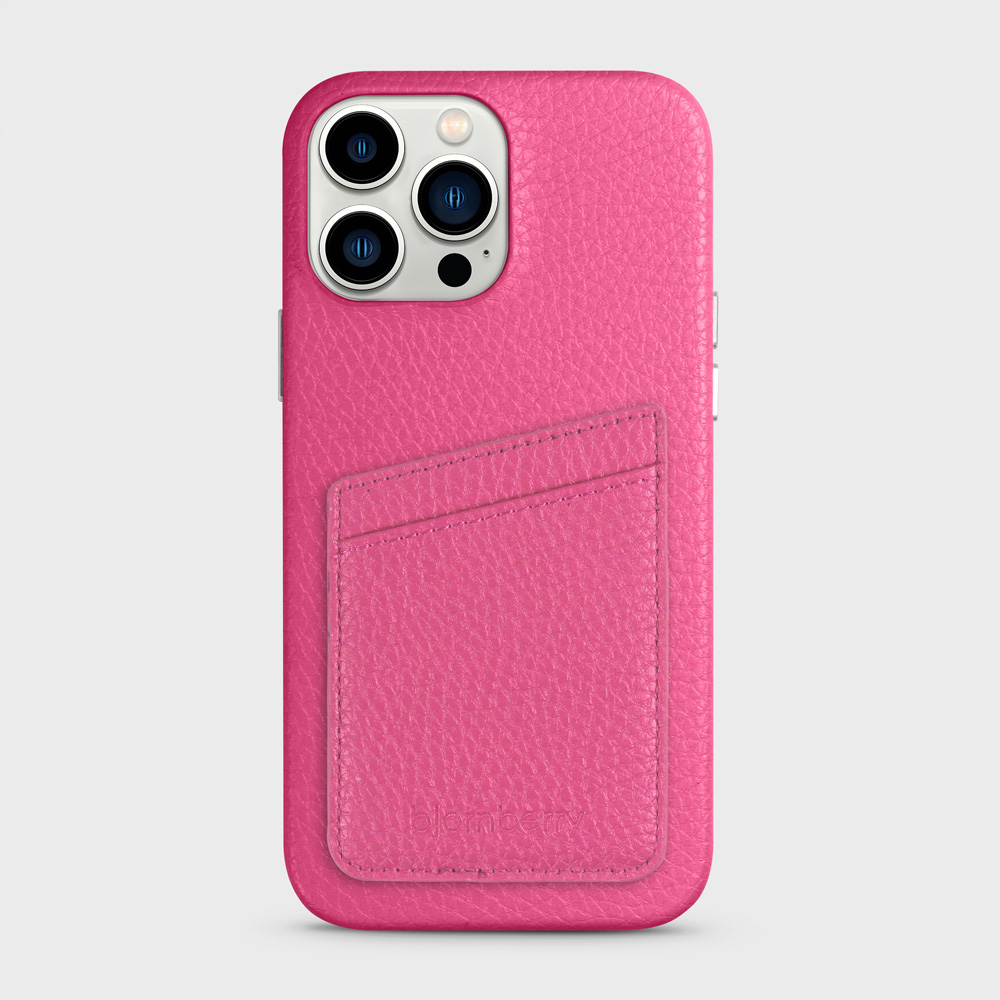 iPhone 13 Pro Max Leather Case with Card Holder - Magenta - 2