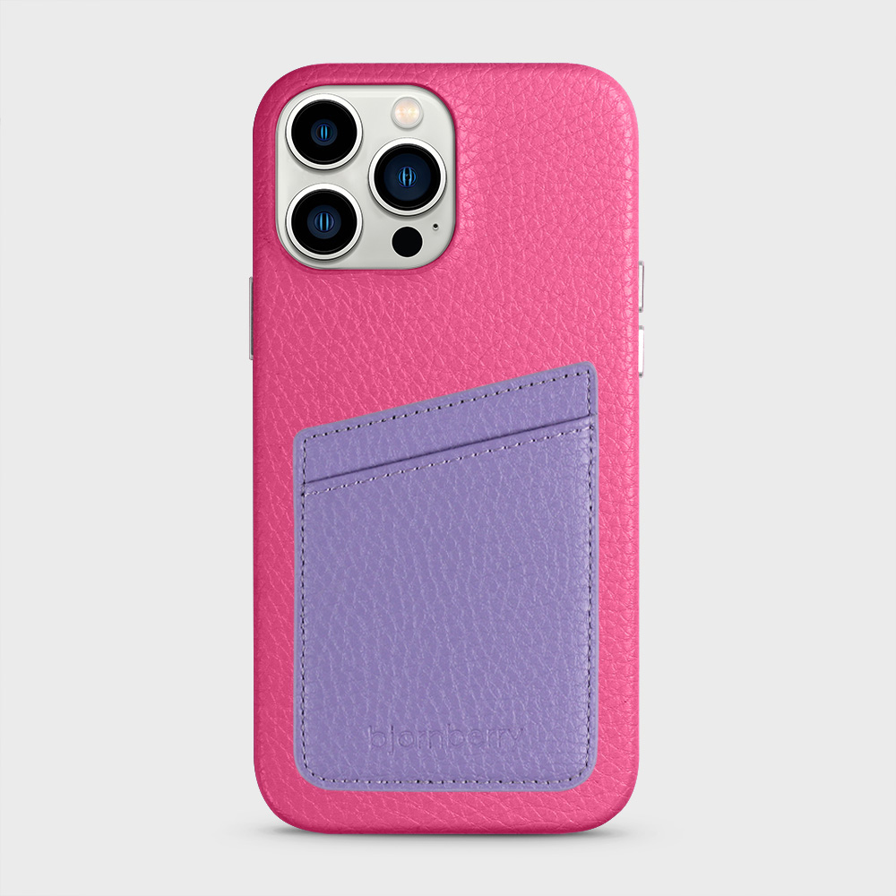 iPhone 13 Pro Max Leather Case with Card Holder - Magenta - 3