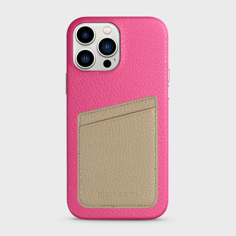 iPhone 13 Pro Max Leather Case with Card Holder - Magenta - 8