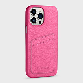 iPhone 13 Pro Max Leather Case with Card Holder - Magenta