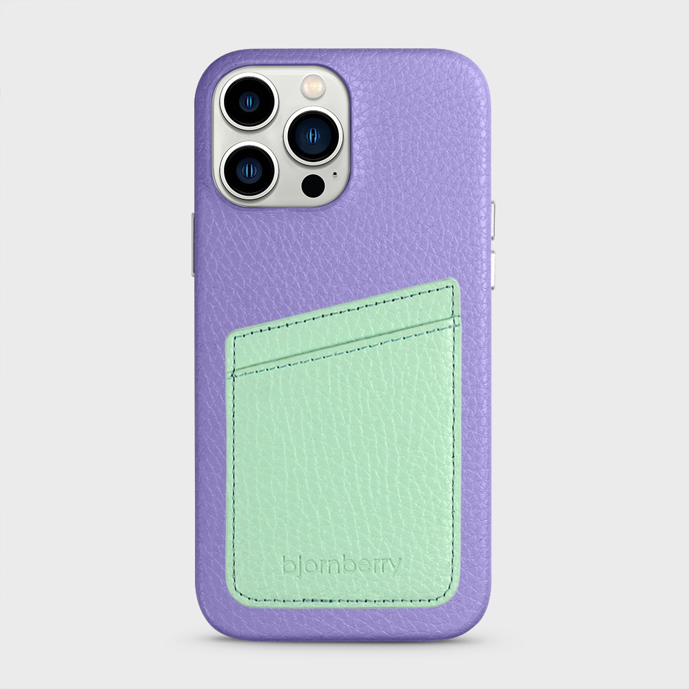 iPhone 13 Pro Max Leather Case with Card Holder - Lavender - 4