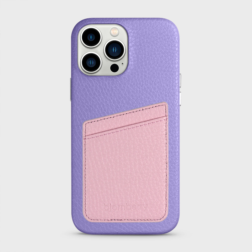 iPhone 13 Pro Max Leather Case with Card Holder - Lavender - 6