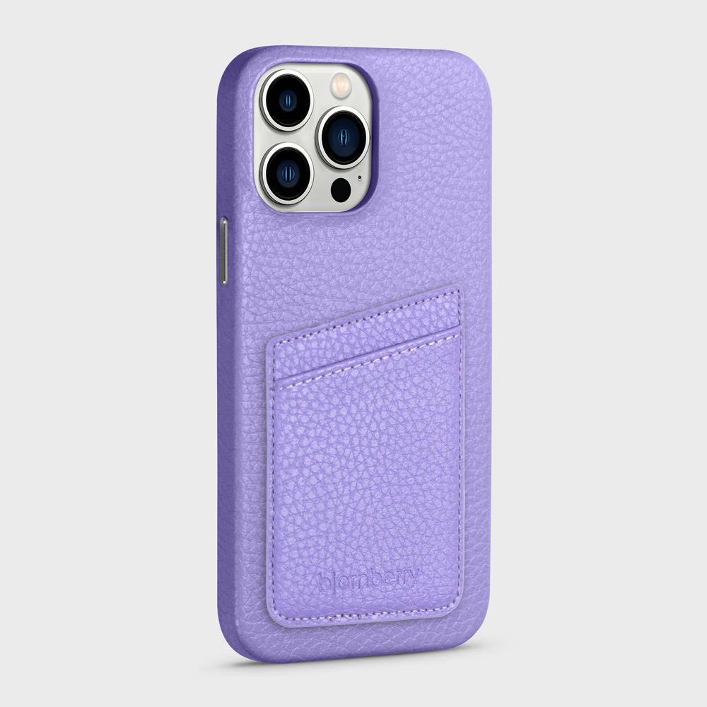 iPhone 13 Pro Max Leather Case with Card Holder - Lavender
