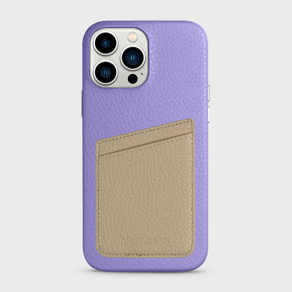 iPhone 13 Pro Max Leather Case with Card Holder - Lavender - 8
