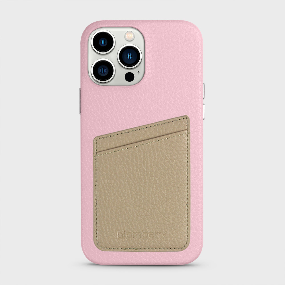 iPhone 13 Pro Max Leather Case with Card Holder - Pink - 3