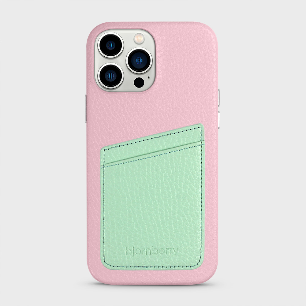 iPhone 13 Pro Max Leather Case with Card Holder - Pink - 7