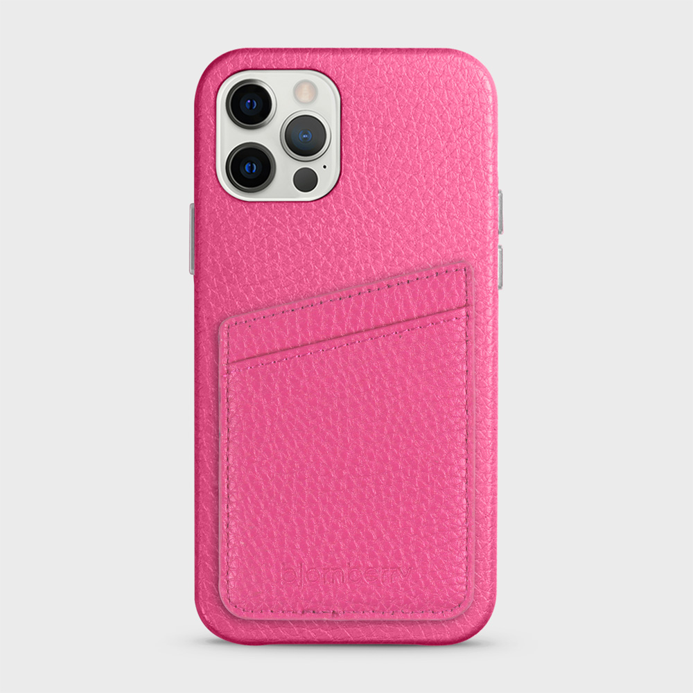 iPhone 12/12 Pro Leather Case with Card Holder - Magenta - 2