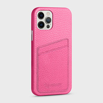 iPhone 12/12 Pro Läderskal med Kortficka - Cerise