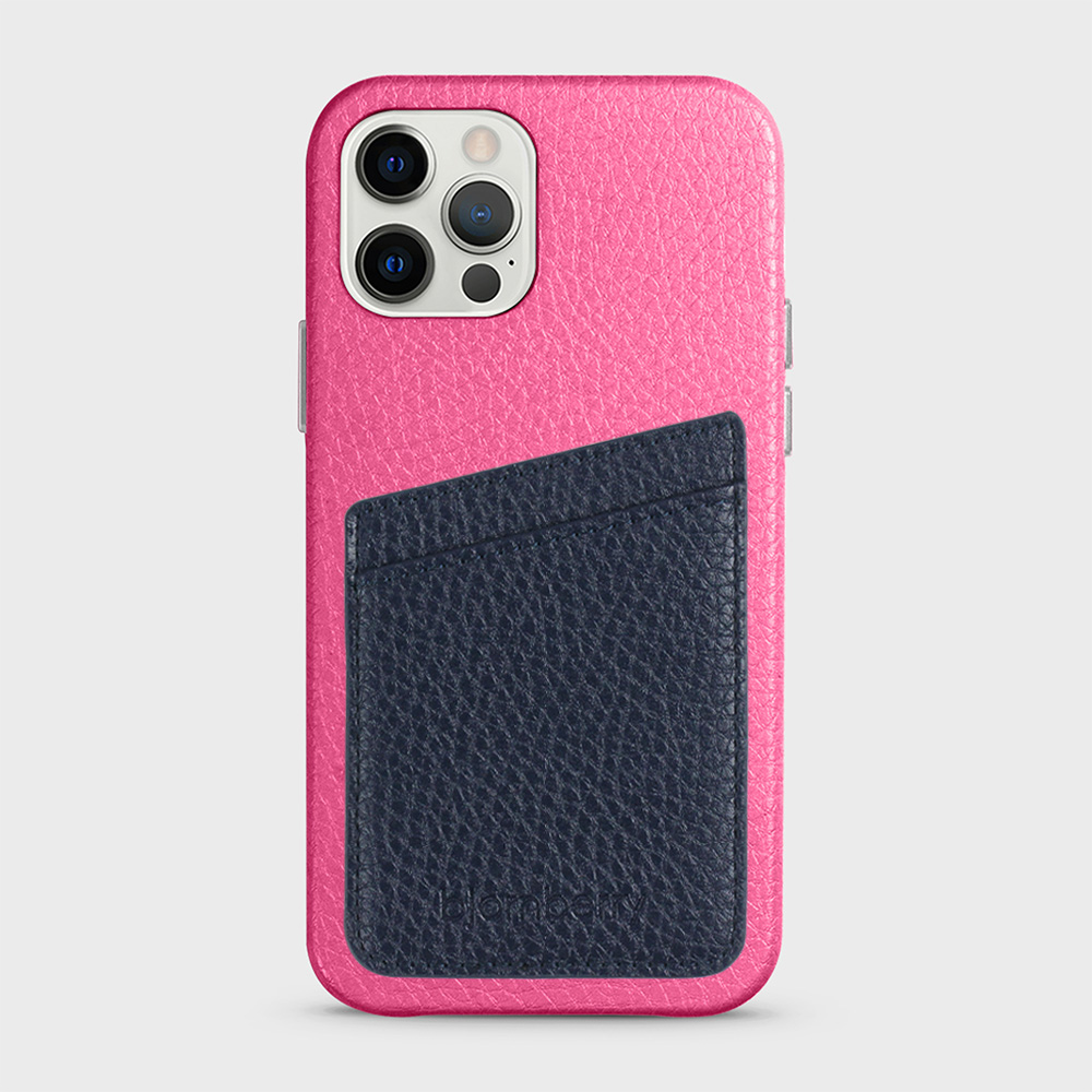 iPhone 12/12 Pro Leather Case with Card Holder - Magenta - 6