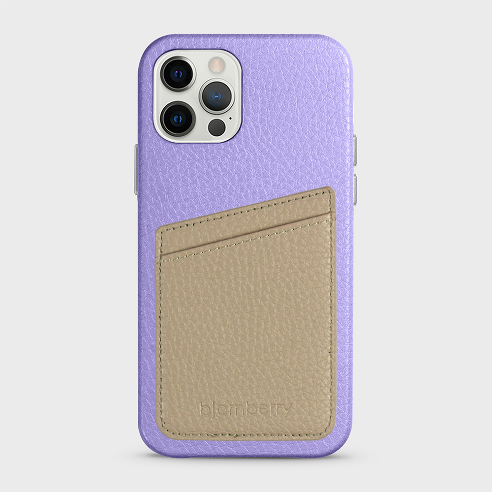 iPhone 12/12 Pro Leather Case with Card Holder - Lavender - 7