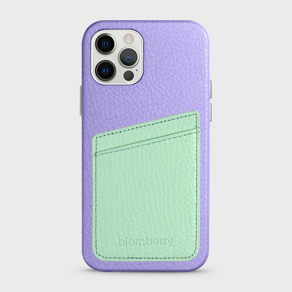 iPhone 12/12 Pro Leather Case with Card Holder - Lavender - 4