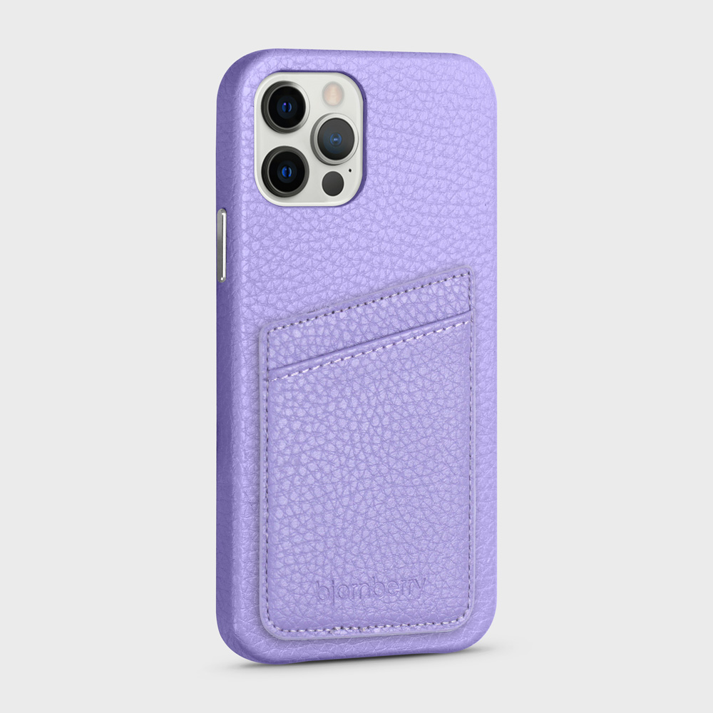 iPhone 12/12 Pro Leather Case with Card Holder - Lavender