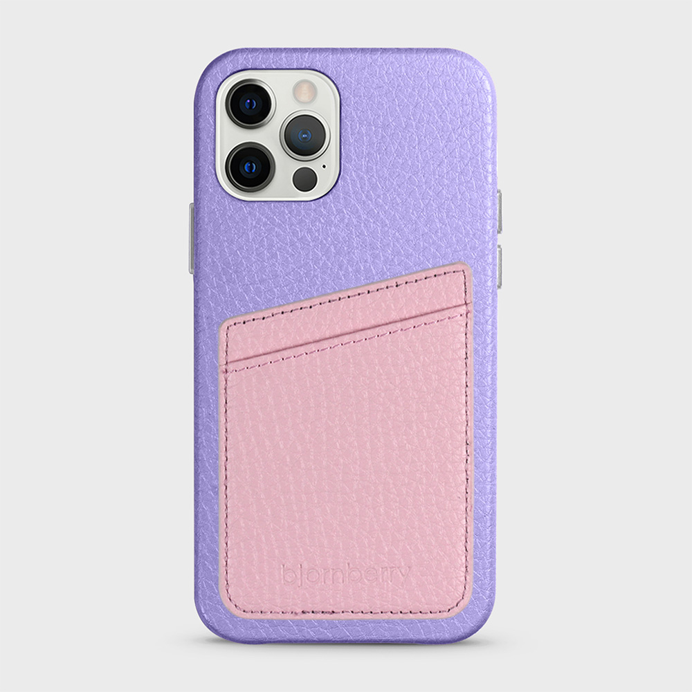 iPhone 12/12 Pro Leather Case with Card Holder - Lavender - 6