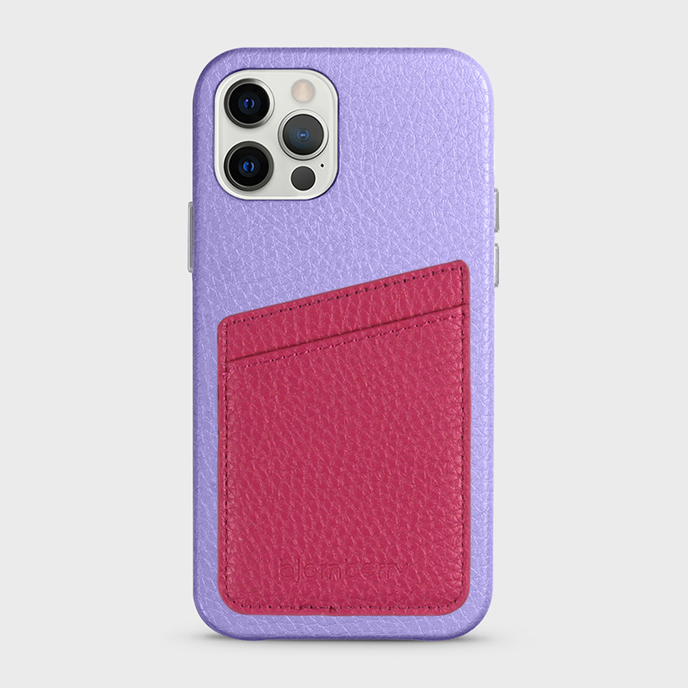 iPhone 12/12 Pro Leather Case with Card Holder - Lavender - 8
