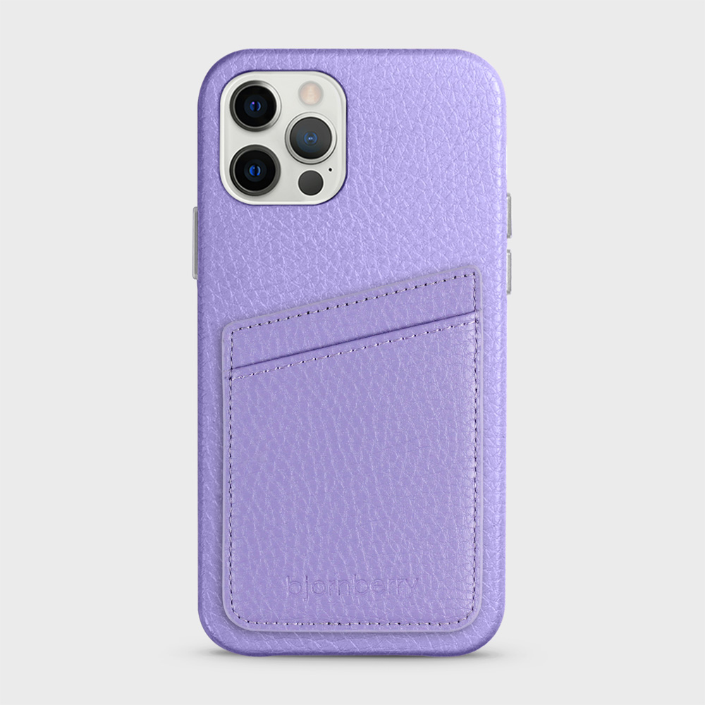 iPhone 12/12 Pro Leather Case with Card Holder - Lavender - 2