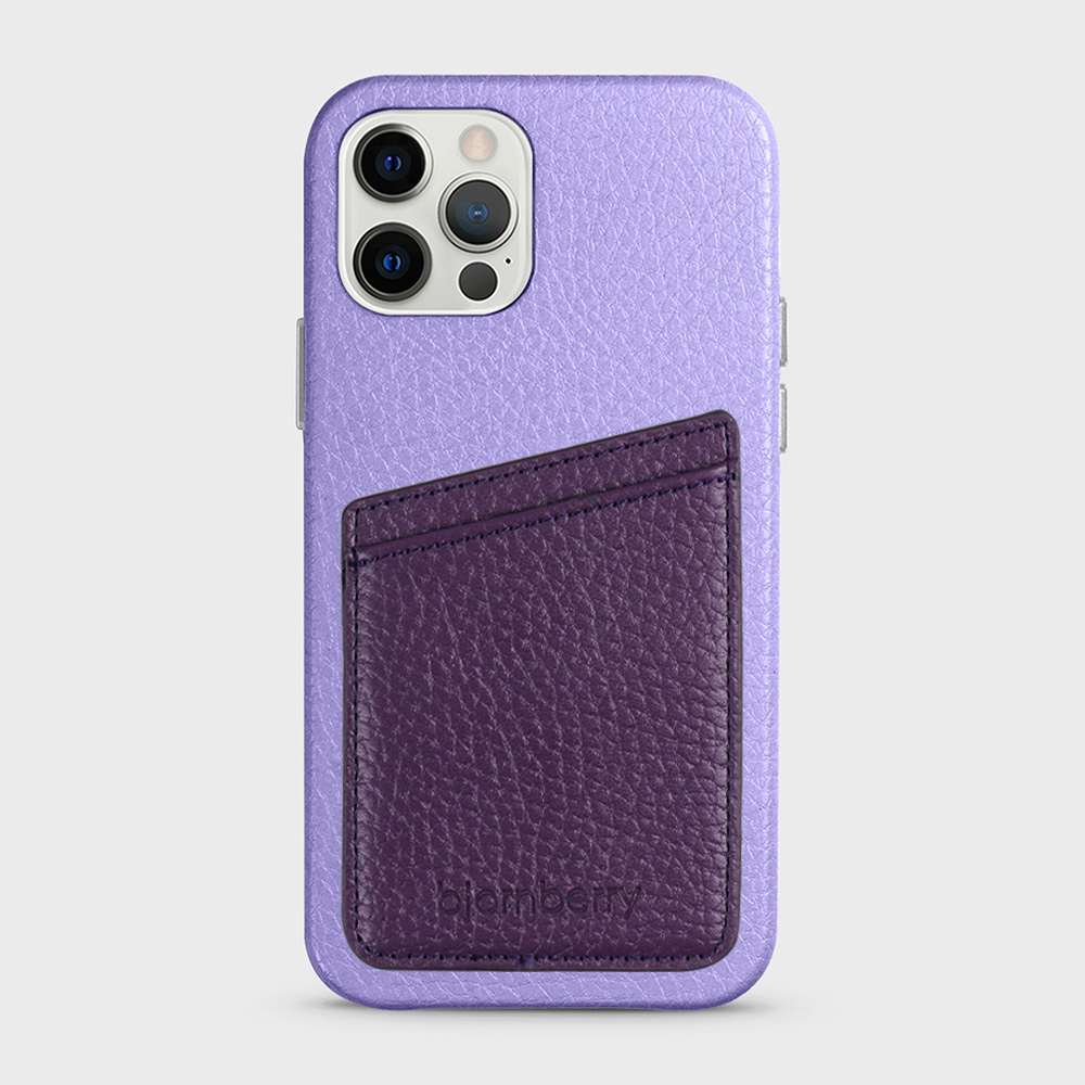 iPhone 12/12 Pro Leather Case with Card Holder - Lavender - 3