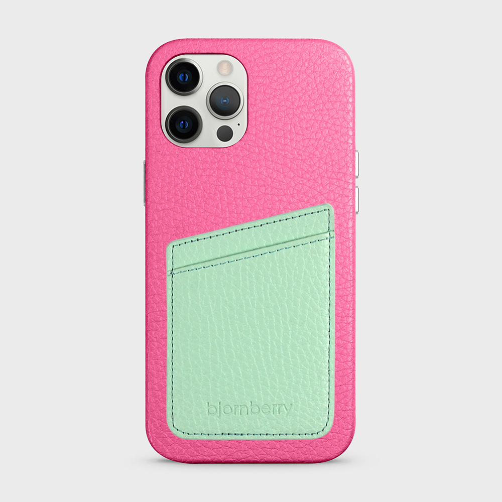 iPhone 12 Pro Max Leather Case with Card Holder - Magenta - 5