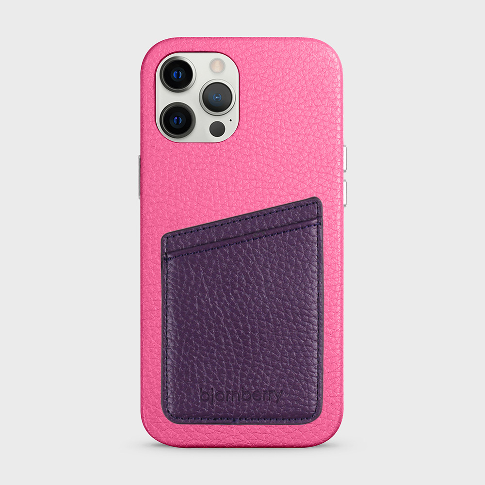 iPhone 12 Pro Max Leather Case with Card Holder - Magenta - 4