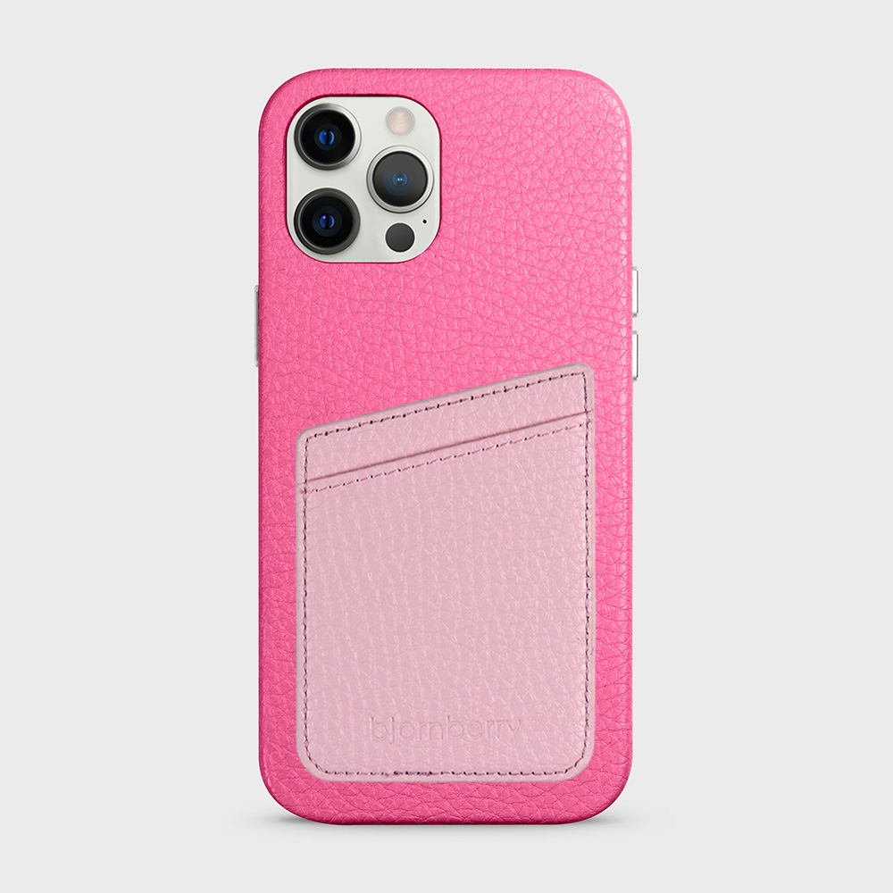 iPhone 12 Pro Max Leather Case with Card Holder - Magenta - 7