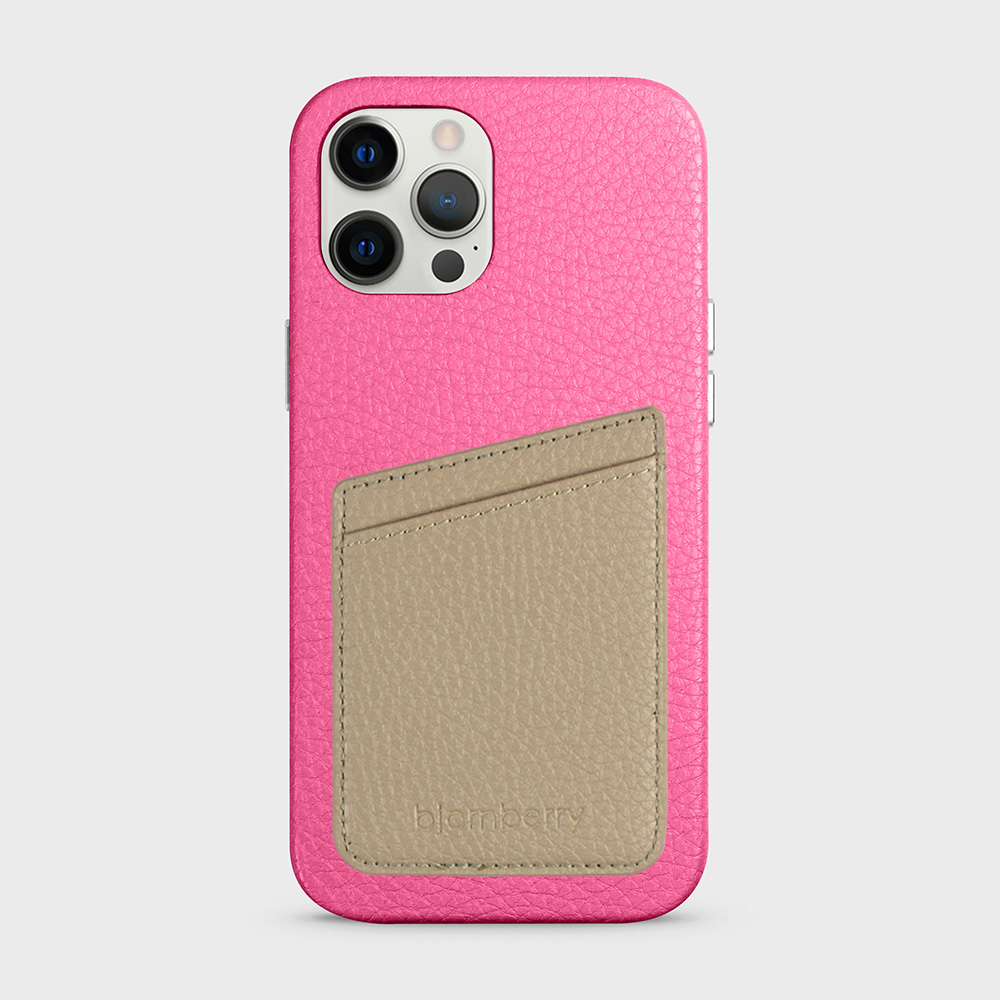 iPhone 12 Pro Max Leather Case with Card Holder - Magenta - 8