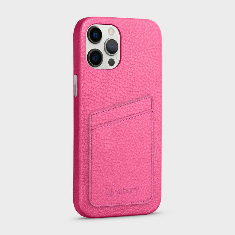 iPhone 12 Pro Max Leather Case with Card Holder - Magenta