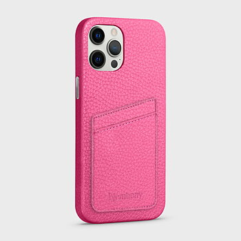 iPhone 12 Pro Max Leather Case with Card Holder - Magenta