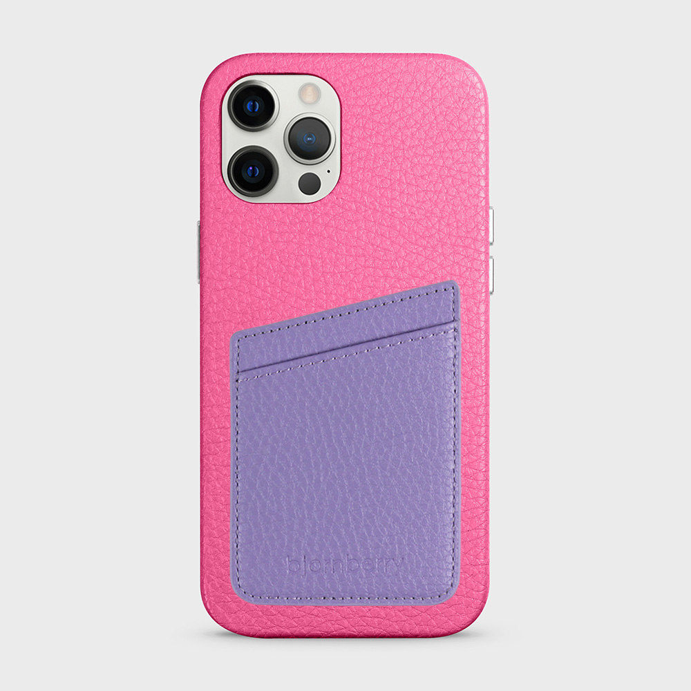 iPhone 12 Pro Max Leather Case with Card Holder - Magenta - 3