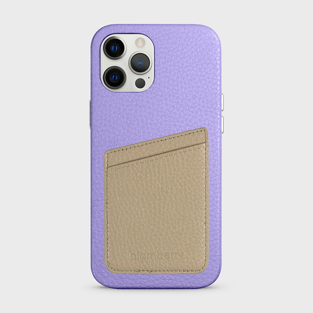 iPhone 12 Pro Max Leather Case with Card Holder - Lavender - 7