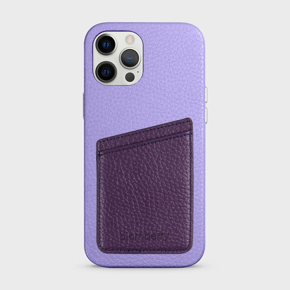iPhone 12 Pro Max Leather Case with Card Holder - Lavender - 3