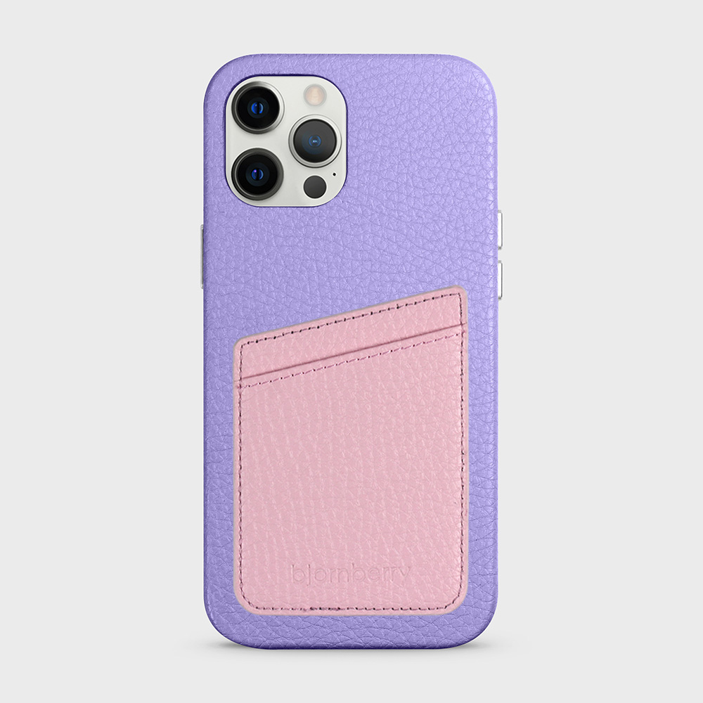 iPhone 12 Pro Max Leather Case with Card Holder - Lavender - 6