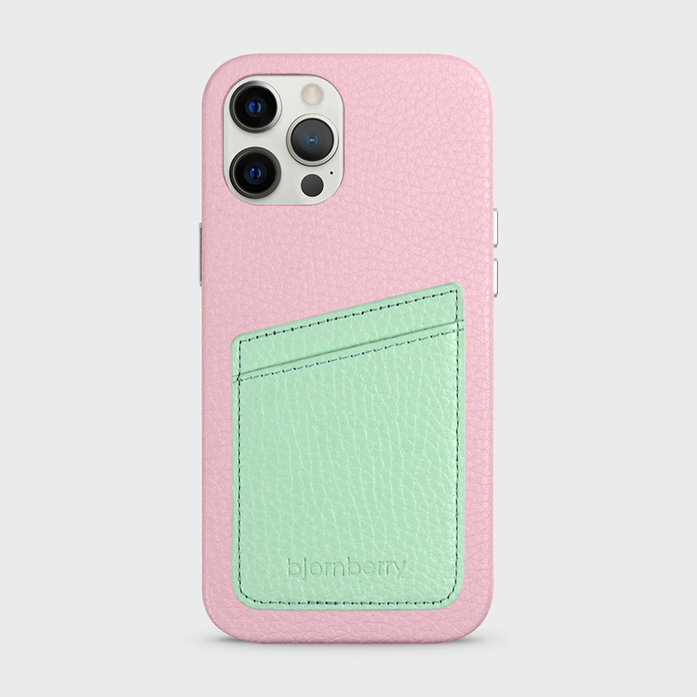 iPhone 12 Pro Max Leather Case with Card Holder - Pink - 7