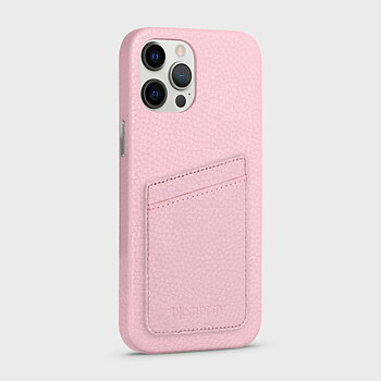 iPhone 12 Pro Max Leather Case with Card Holder - Pink