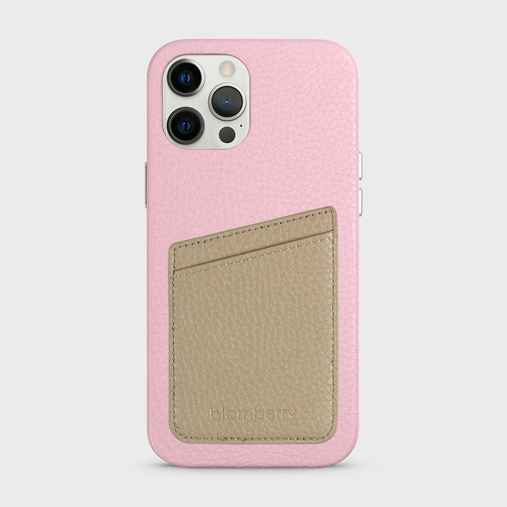 iPhone 12 Pro Max Leather Case with Card Holder - Pink - 3