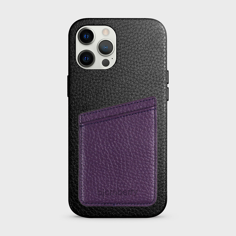 iPhone 12 Pro Max Leather Case with Card Holder - Black - 4