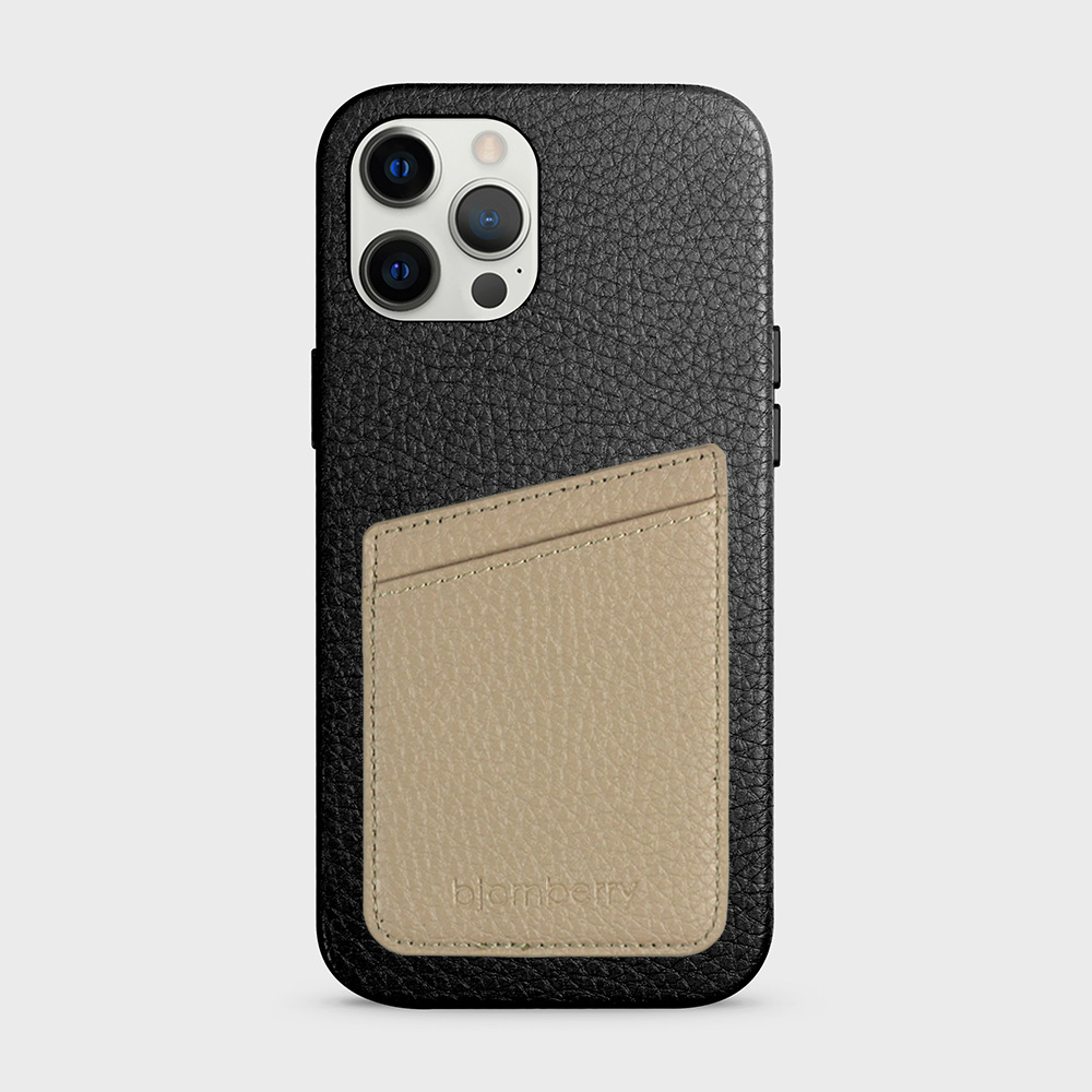iPhone 12 Pro Max Leather Case with Card Holder - Black
