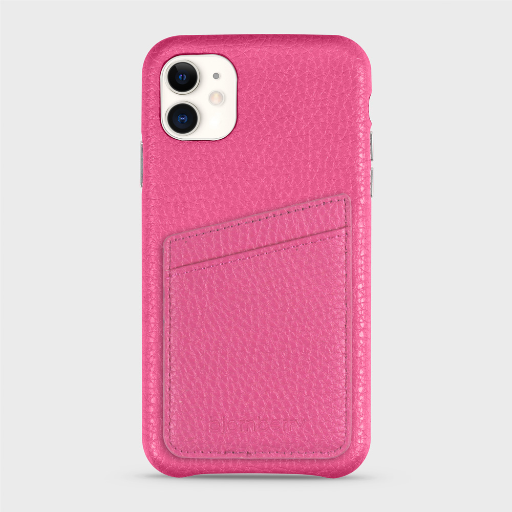 iPhone 11 Leather Case with Card Holder - Magenta - 2