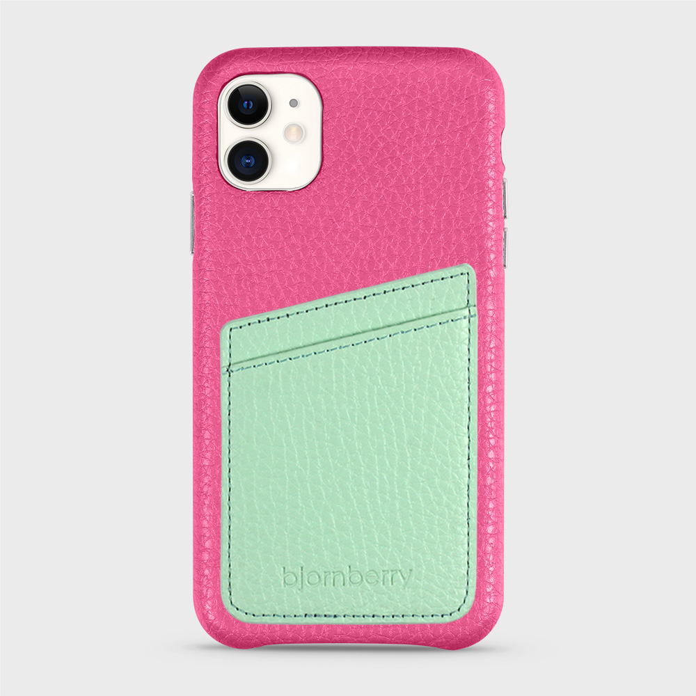 iPhone 11 Leather Case with Card Holder - Magenta - 5