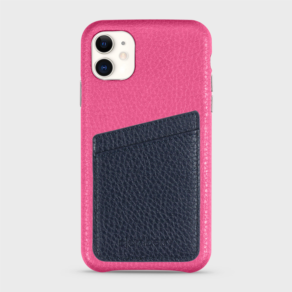 iPhone 11 Leather Case with Card Holder - Magenta - 6