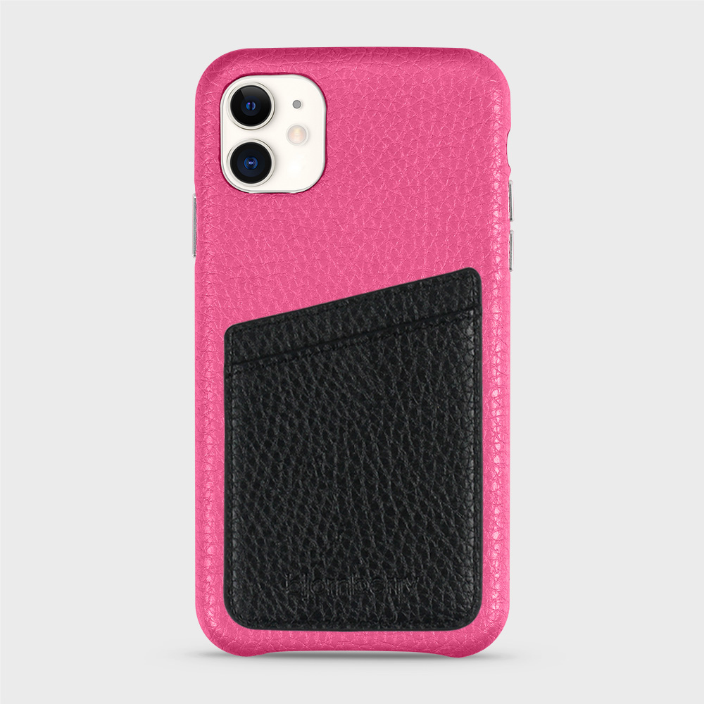 iPhone 11 Leather Case with Card Holder - Magenta - 8