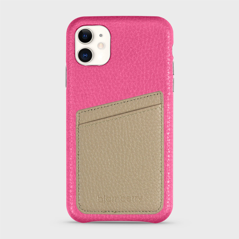 iPhone 11 Leather Case with Card Holder - Magenta - 9