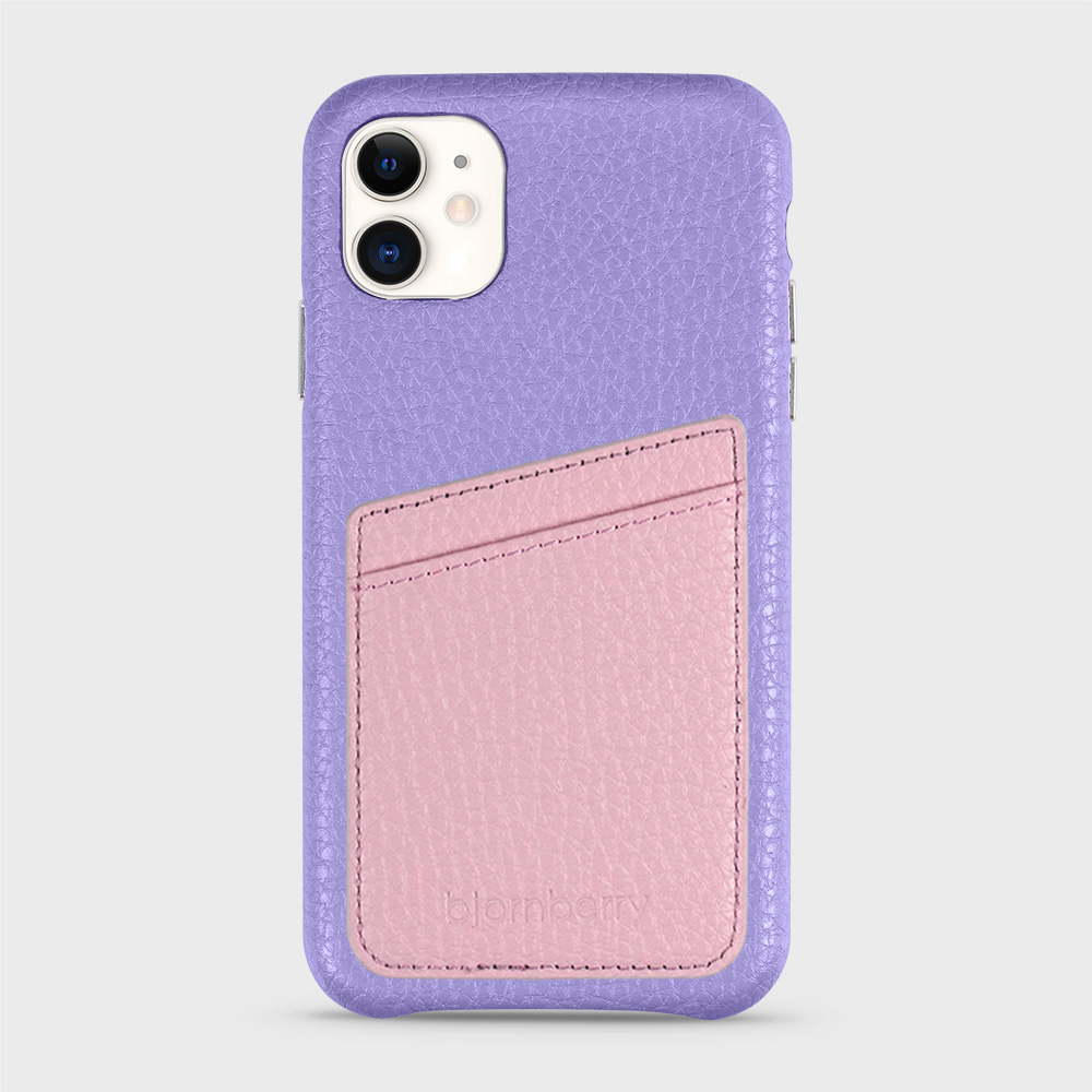 iPhone 11 Leather Case with Card Holder - Lavender - 6