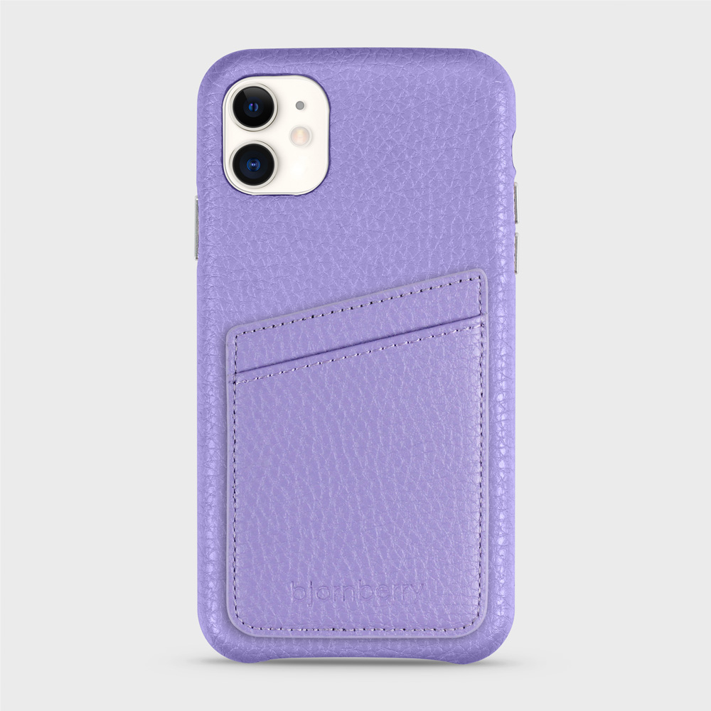 iPhone 11 Leather Case with Card Holder - Lavender - 2
