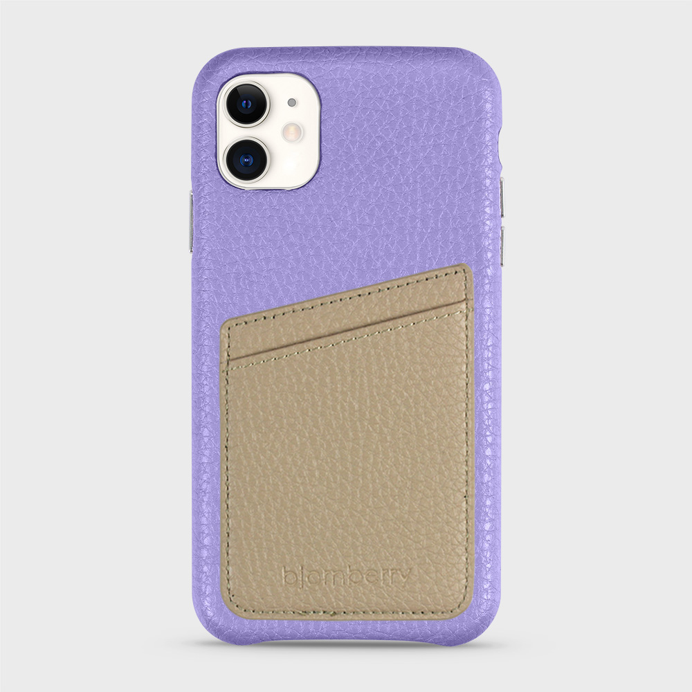 iPhone 11 Leather Case with Card Holder - Lavender - 7
